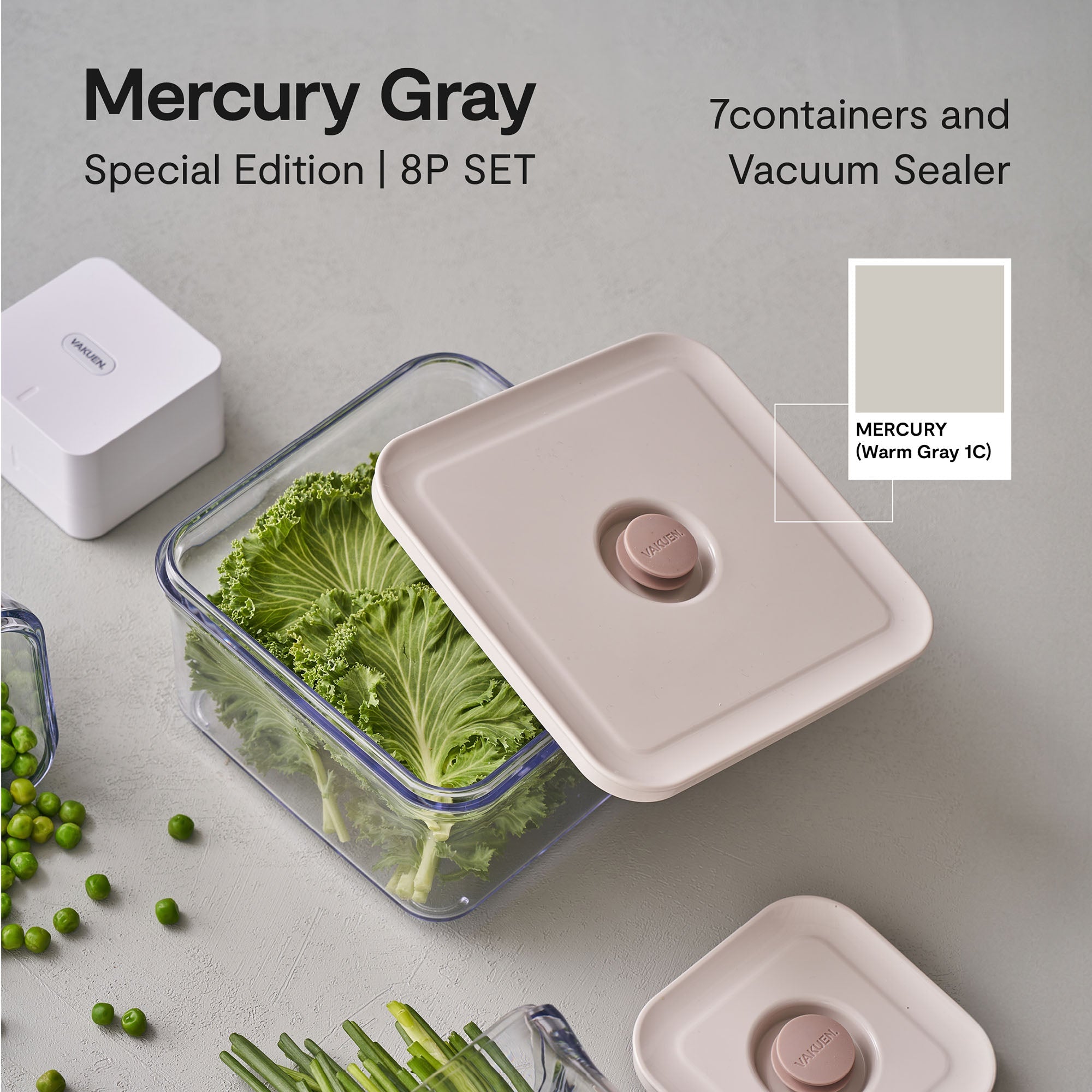 Vacuum Airtight Food Storage Container - Mercury 8pc